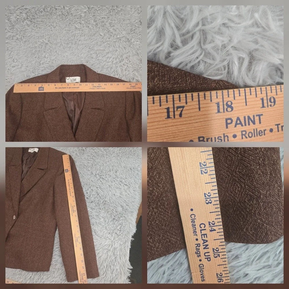 Le Suit Women 18 Brown Geometric Shape Single Button No Vent Blazer Sport Jacket